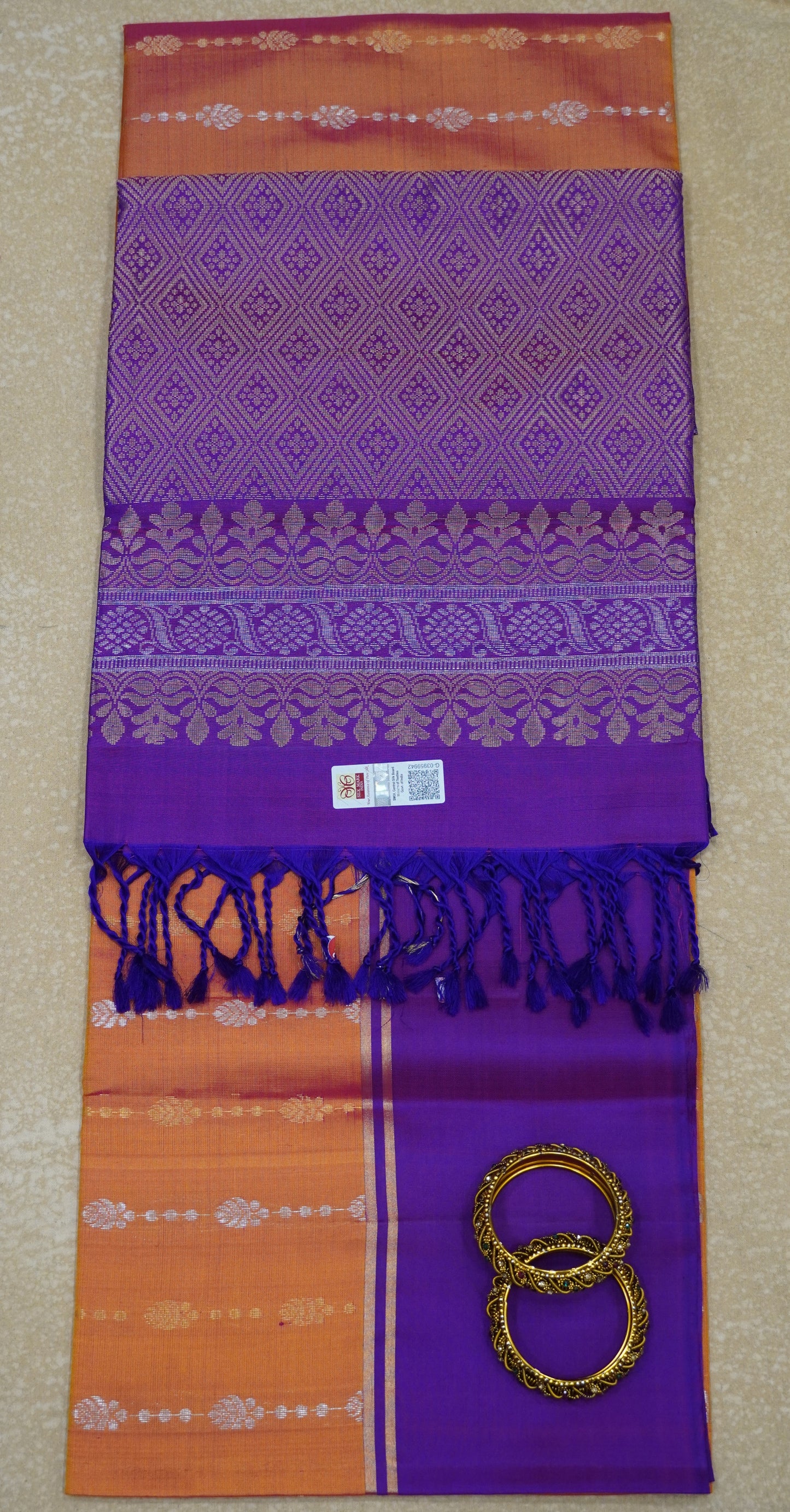 Pure Soft Silk Saree -Pinkish Orange-Voilet