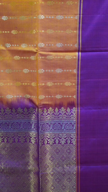 Pure Soft Silk Saree -Pinkish Orange-Voilet