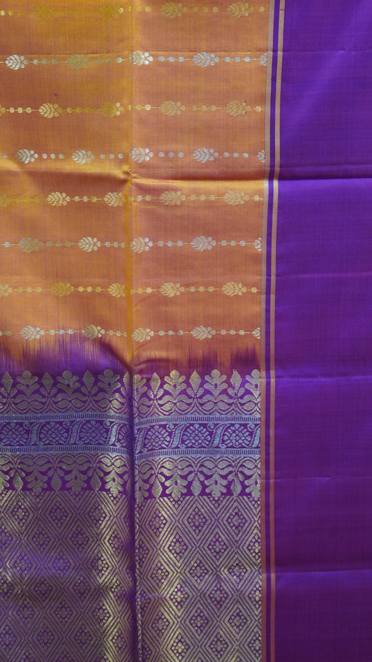 Pure Soft Silk Saree -Pinkish Orange-Voilet