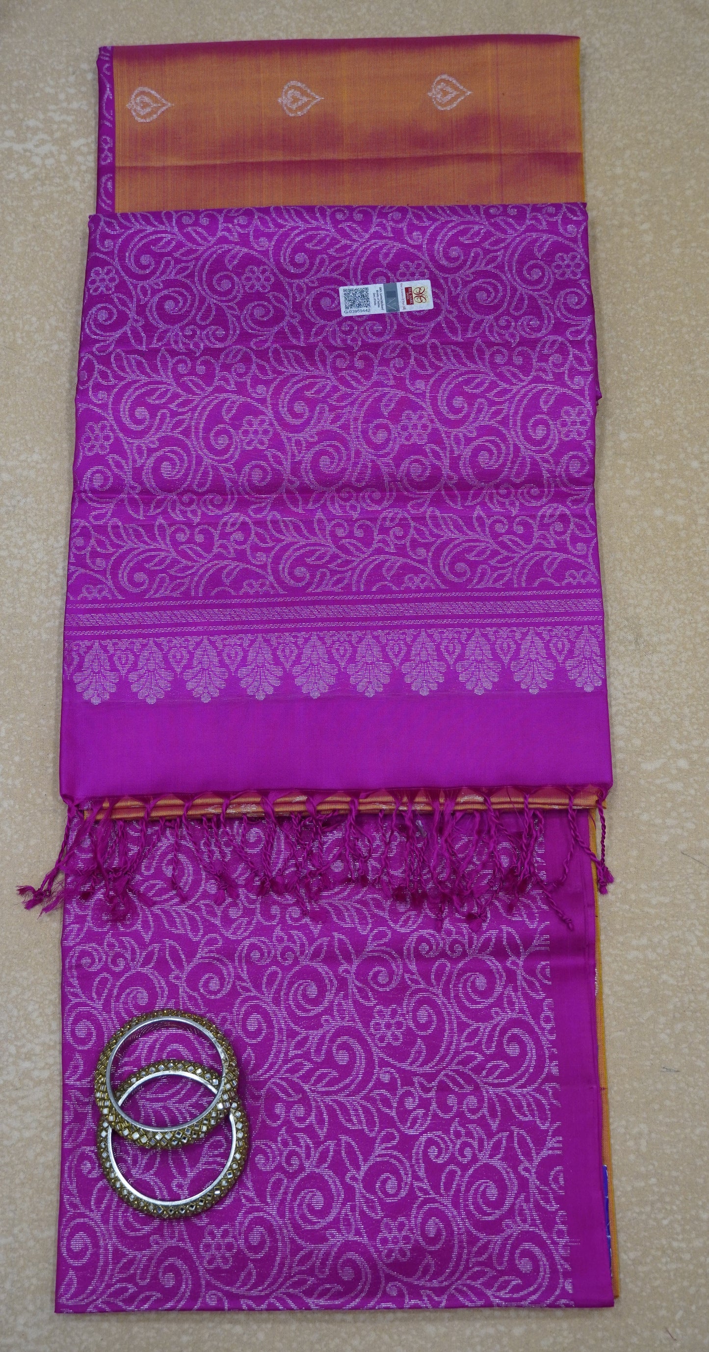 Pure Soft Silk Saree -Silver Zari-Yellow-Pink