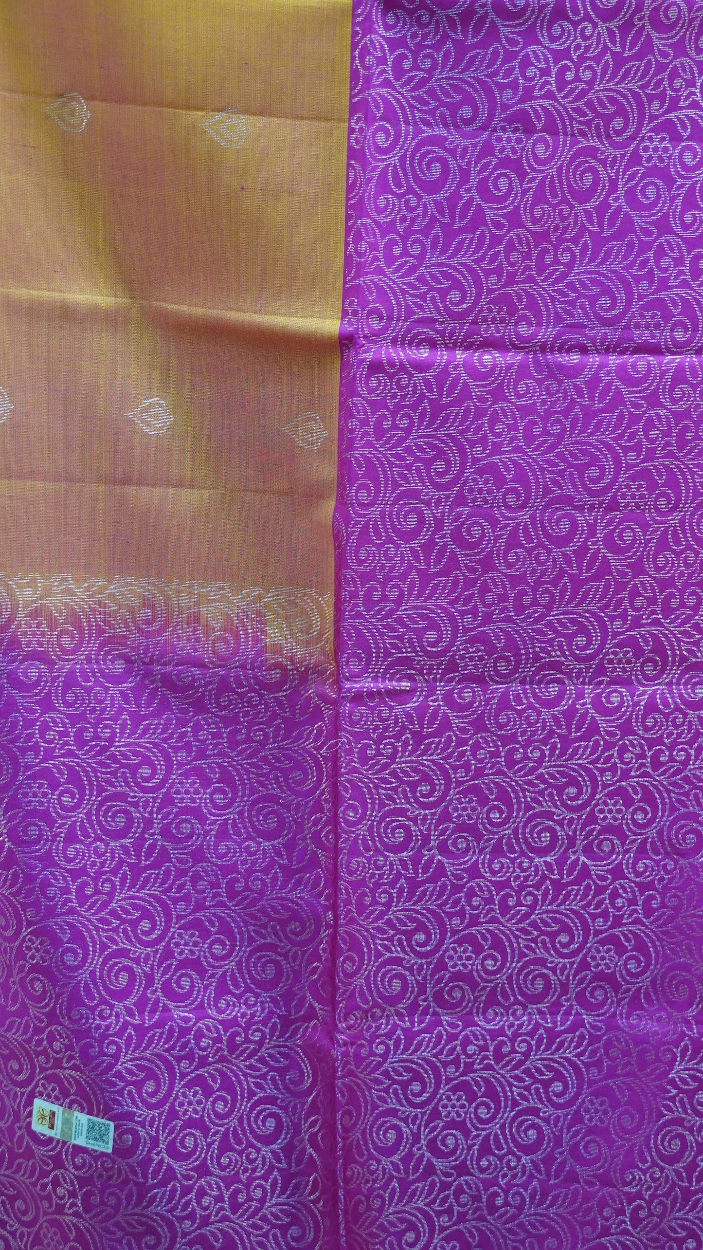 Pure Soft Silk Saree -Silver Zari-Yellow-Pink