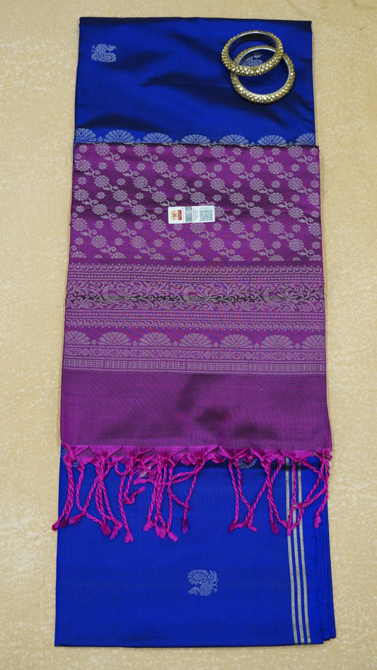 Pure Soft Silk Saree -Royal Blue-Wine