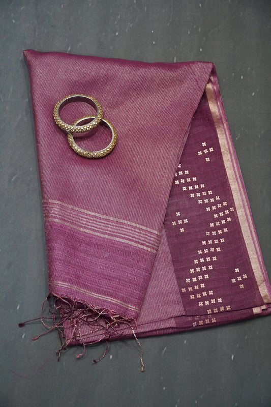 tissue Saree - Wine