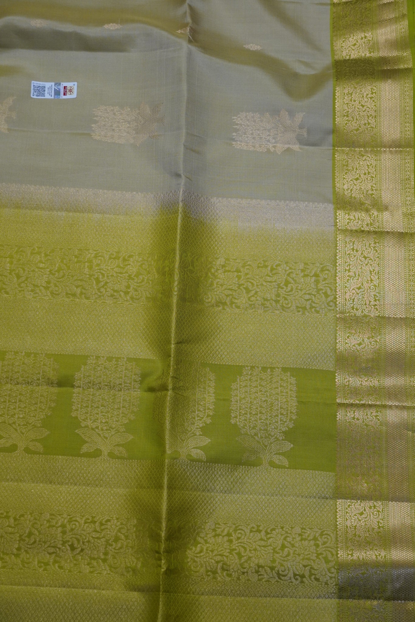 Pure Soft Silk Saree - Cream - Green