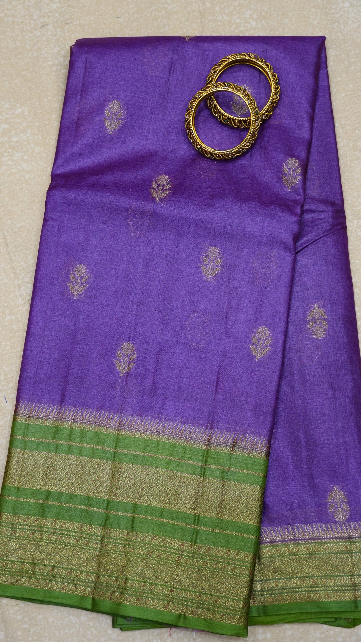 Pure Tussar Saree - Purple-Green