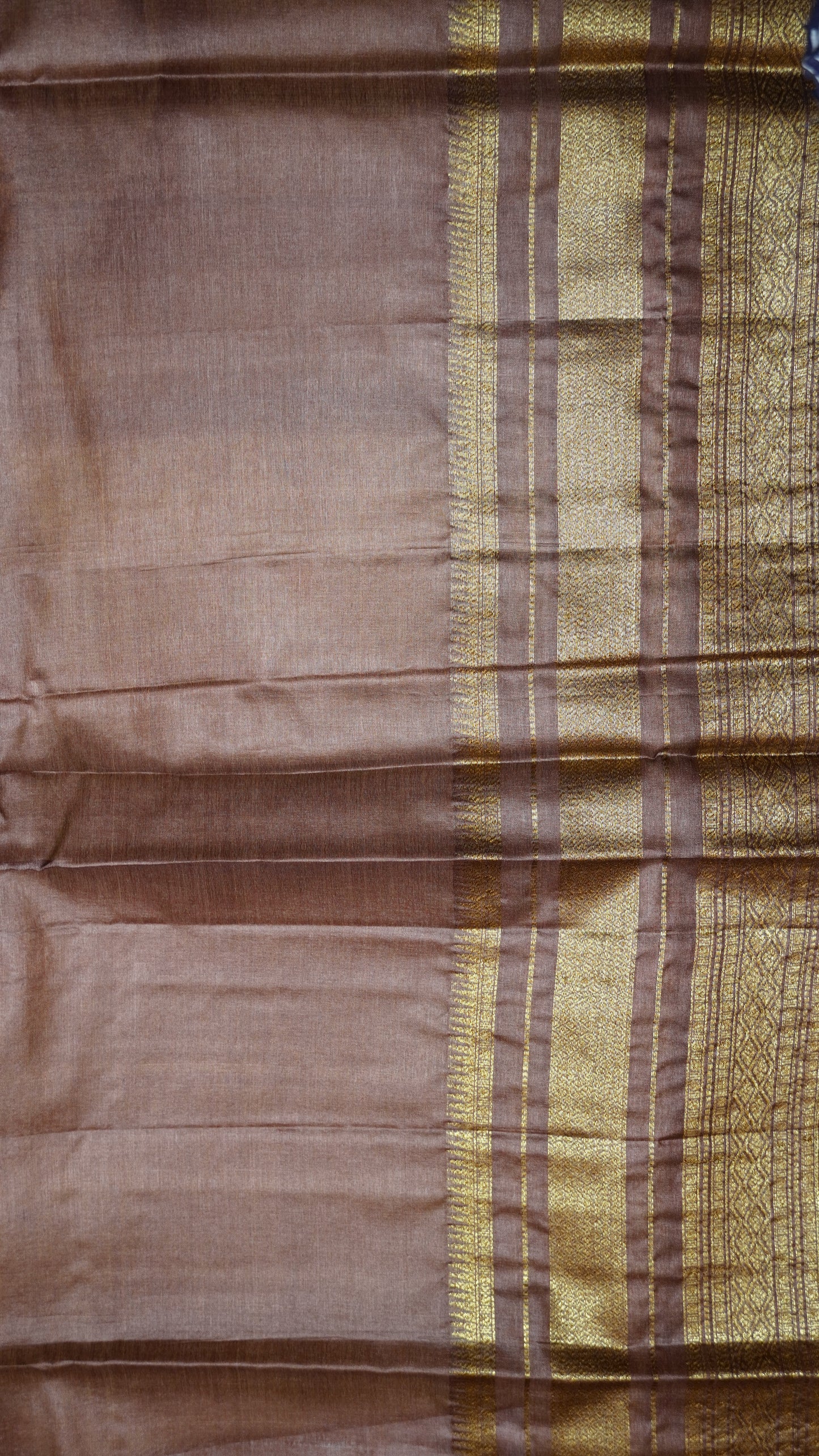 Pure Tussar Saree - Orange-Brown