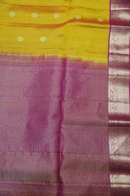 Pure Soft Silk Saree - Mango Yellow - Pink