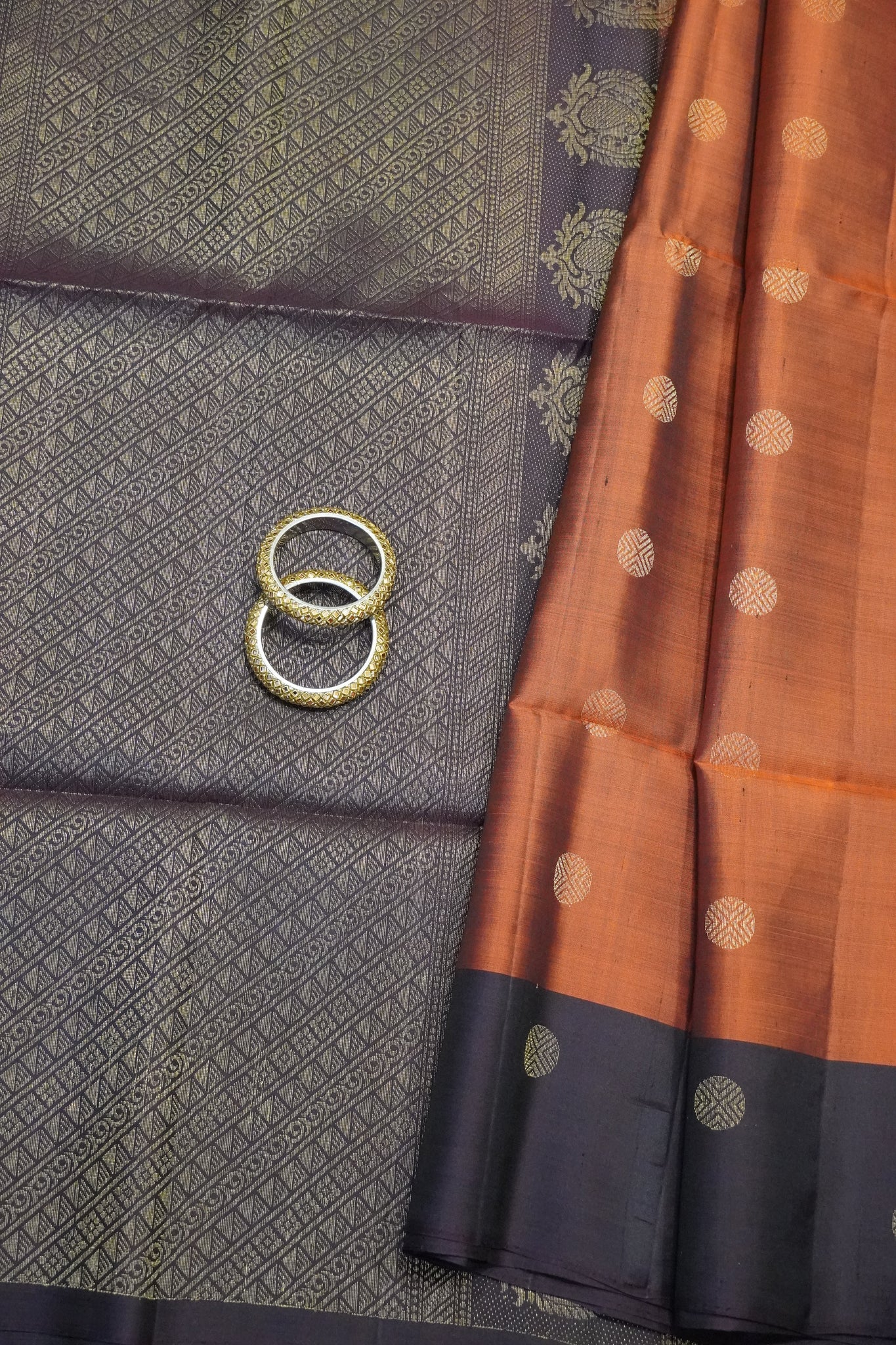 Pure Soft Silk Saree - Rust Orange