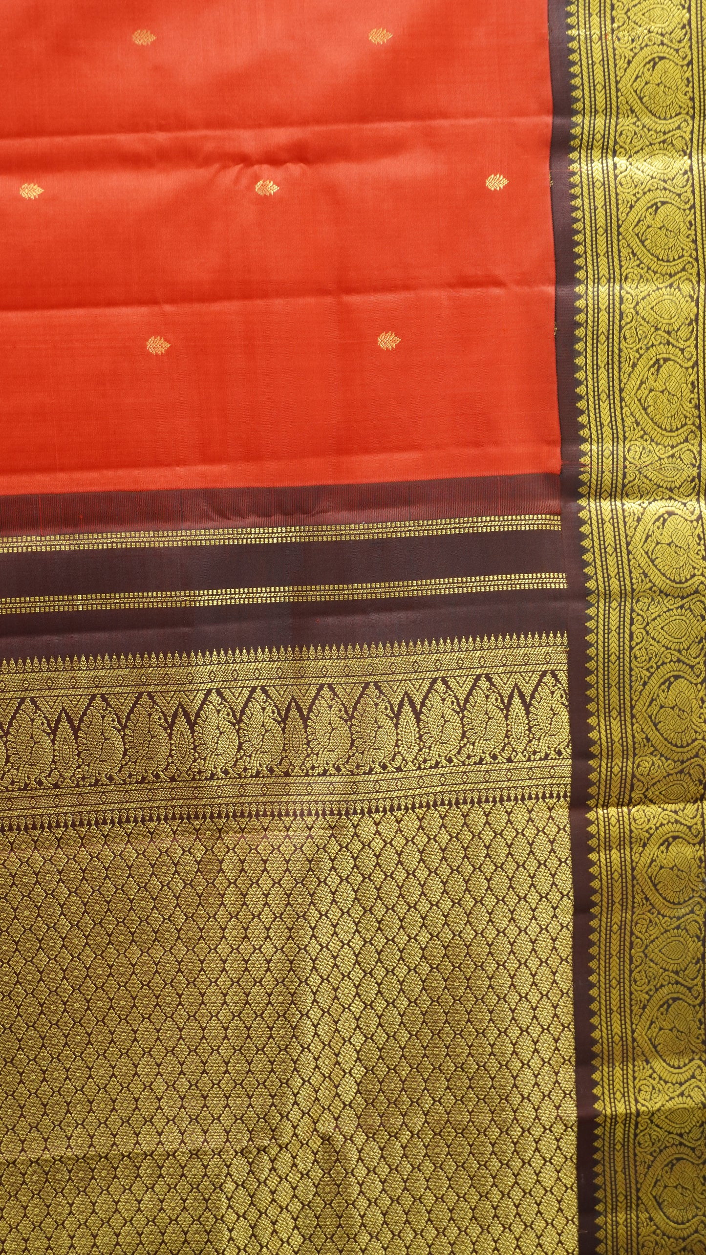 Pure Kanjivaram Silk Saree -Annam Border-Red-Arakku