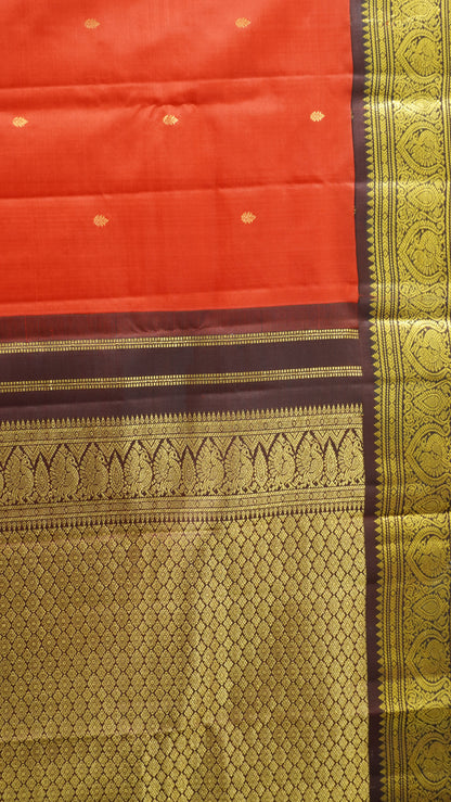 Pure Kanjivaram Silk Saree -Annam Border-Red-Arakku