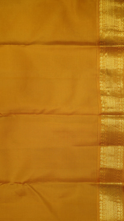 Pure Kanjivaram Silk Saree -Manga Border-Maroon-Mustard