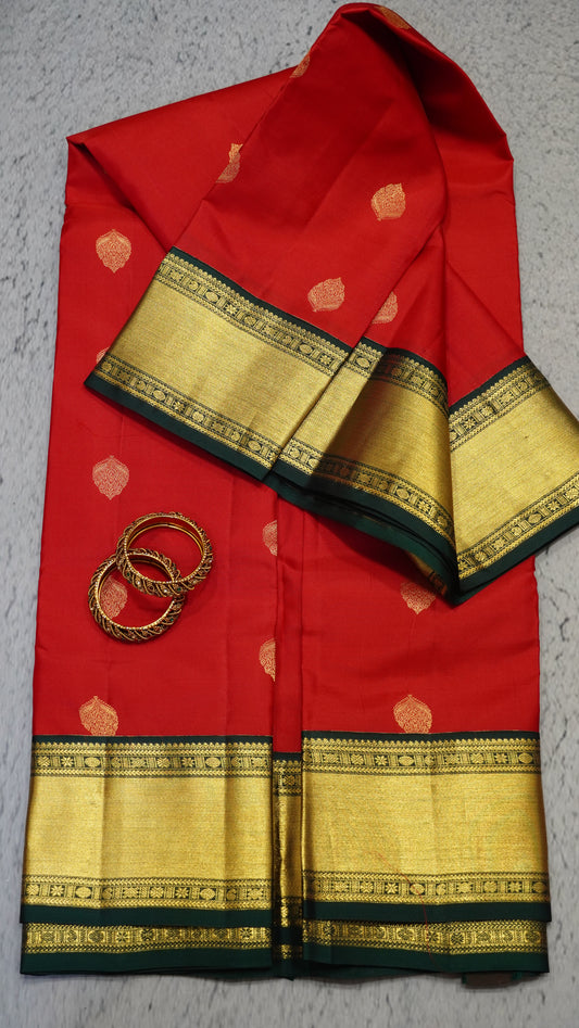 Pure Kanjivaram Silk Saree - Red-Green