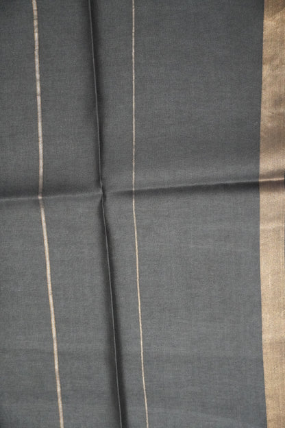 Pure Tussar Saree - Ikkat Border Black