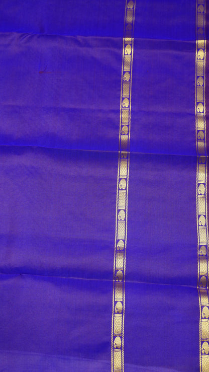 Pure Kanjivaram Silk Saree - Royal Blue-Twin Peacock