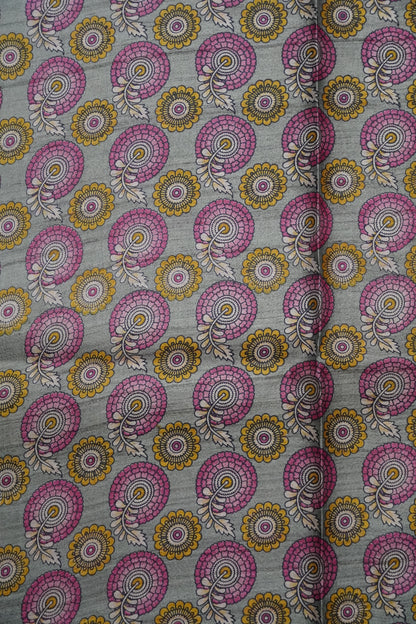 Pure Tussar Saree - Panel Dark Pink