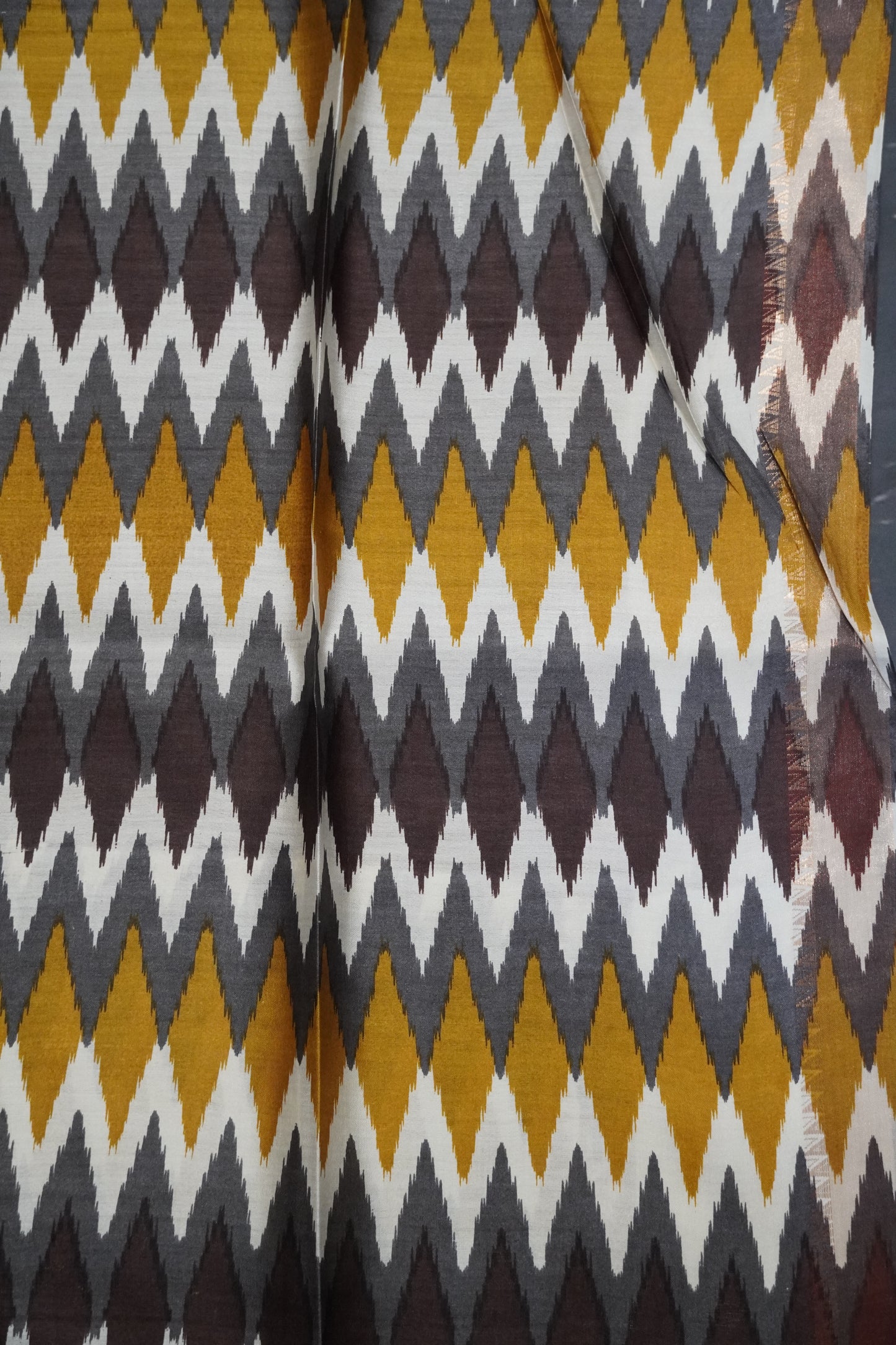 Pure Tussar Saree - Ikkat Border Mustard