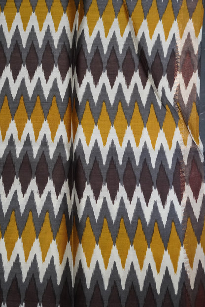 Pure Tussar Saree - Ikkat Border Mustard