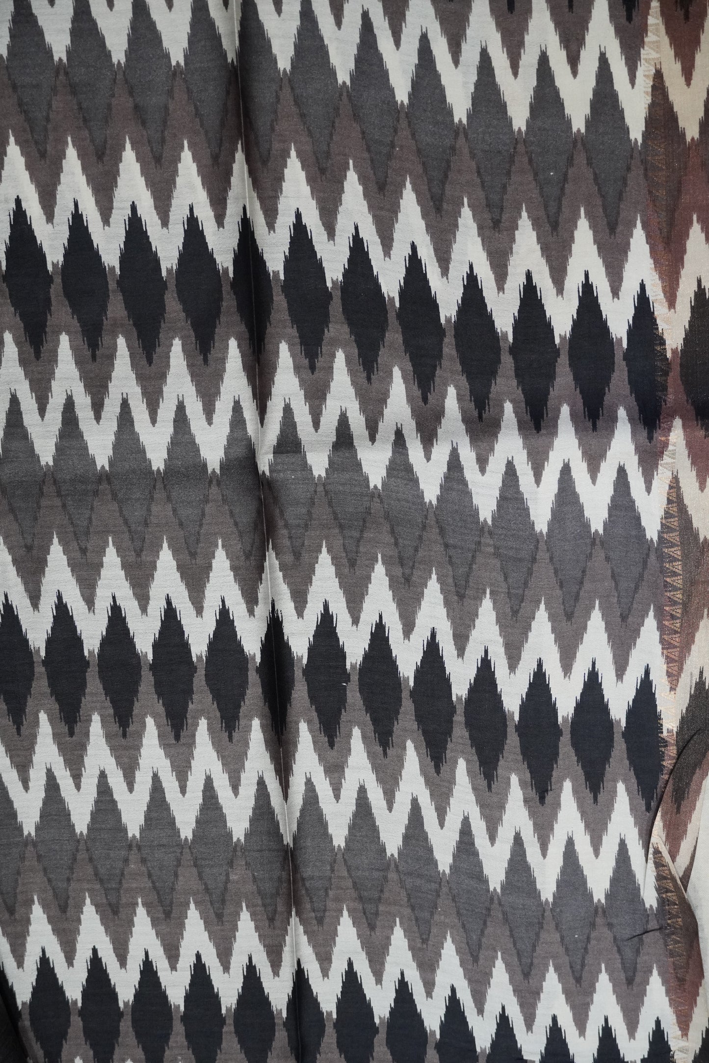 Pure Tussar Saree - Ikkat Border Grey