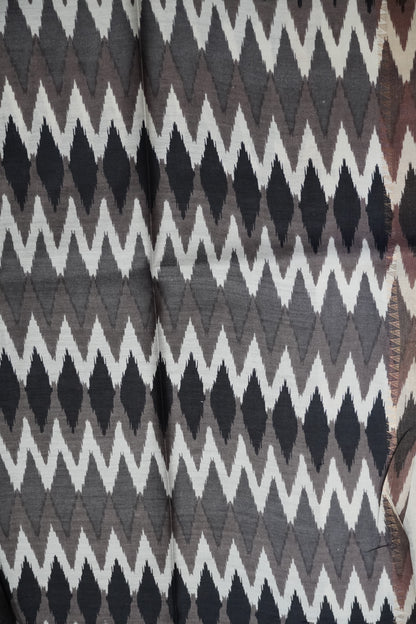 Pure Tussar Saree - Ikkat Border Grey