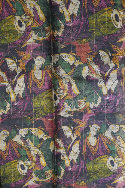 Dupion Saree - Checks Blue