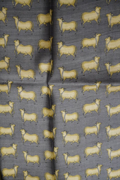 Pure Tussar Saree - Pichwai Mehndi Green