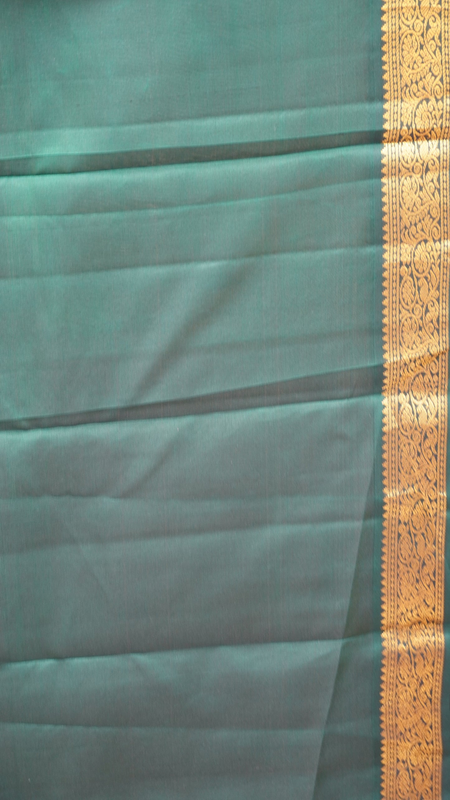 Pure Kanjivaram Silk Saree -Korvai Border-Sandal-Green
