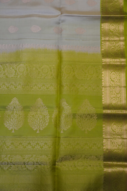 Pure Soft Silk Saree - Cream - Green