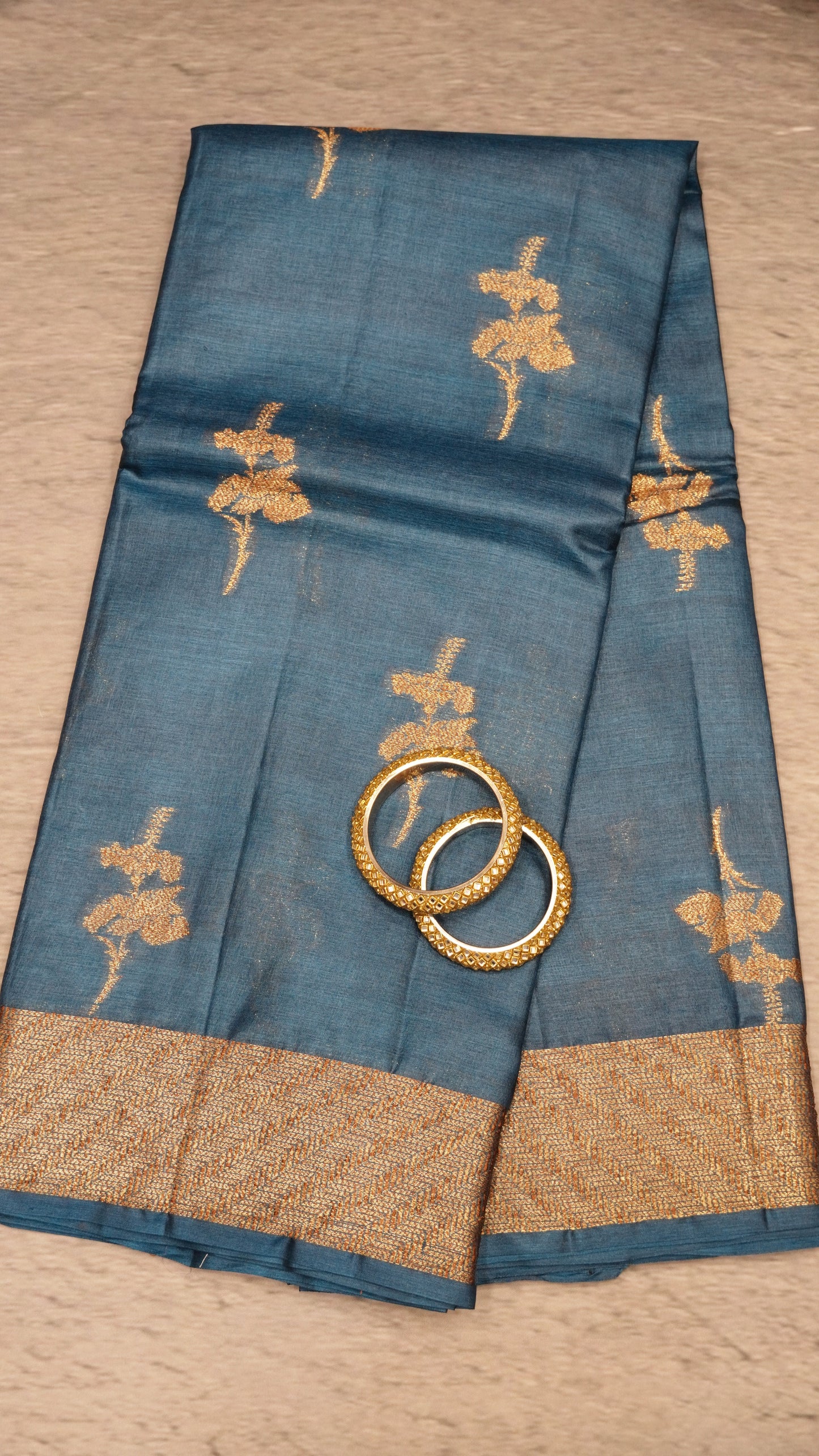 Pure Tussar Saree - Peacock Blue
