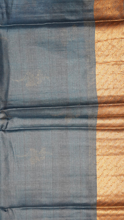 Pure Tussar Saree - Peacock Blue