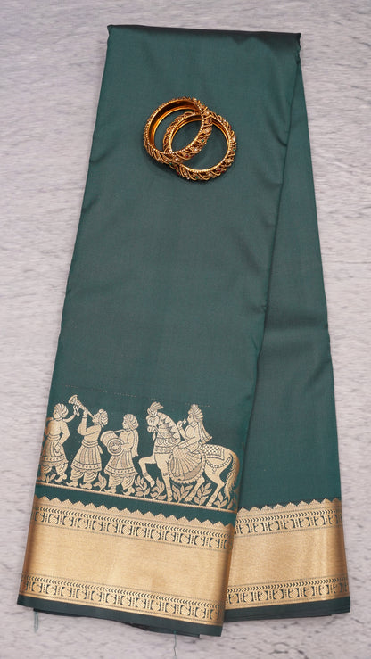 Semi Kanjivaram Silk Saree - Bottle Green Vaibhavam