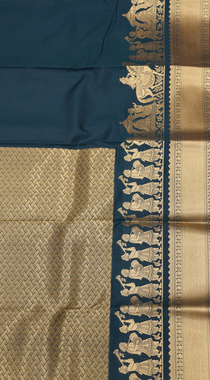Semi Kanjivaram Silk Saree - Bottle Green Vaibhavam