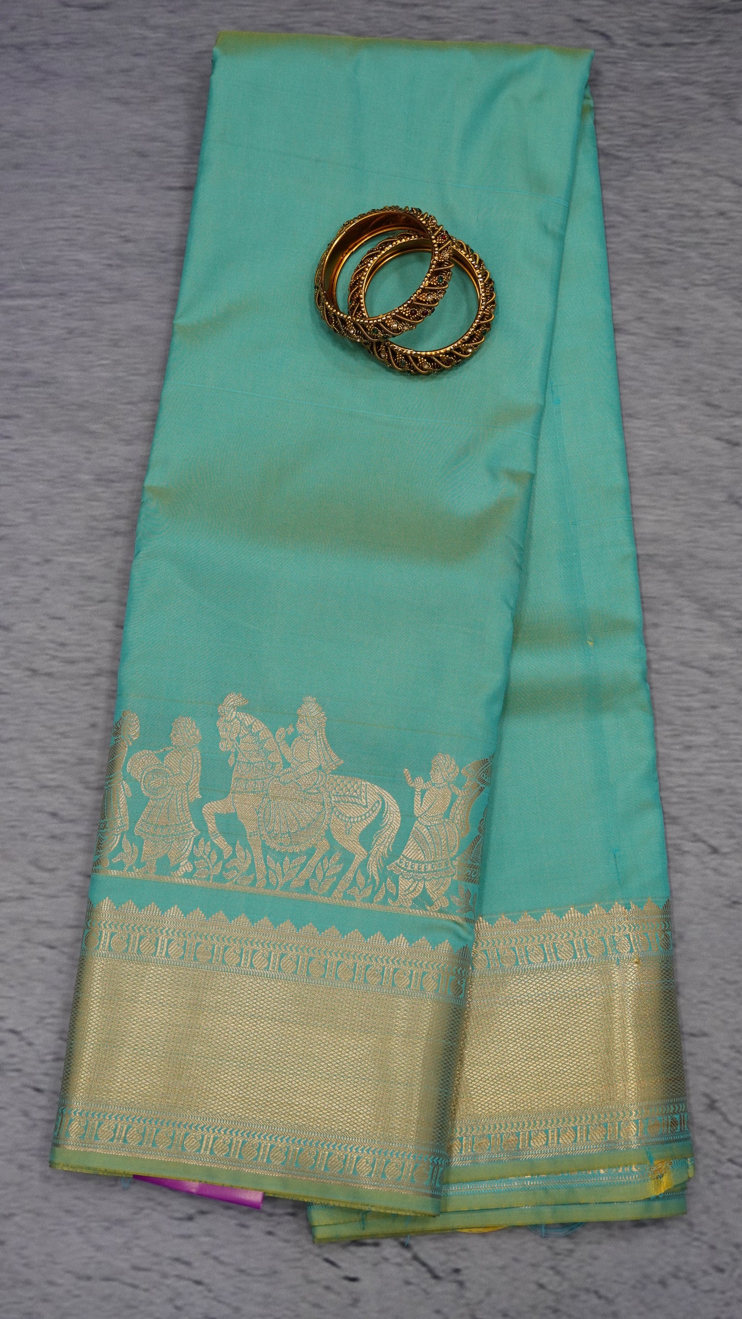 Semi Kanjivaram Silk Saree - Pista Green Vaibhavam