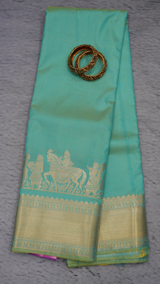 Semi Kanjivaram Silk Saree - Pista Green Vaibhavam