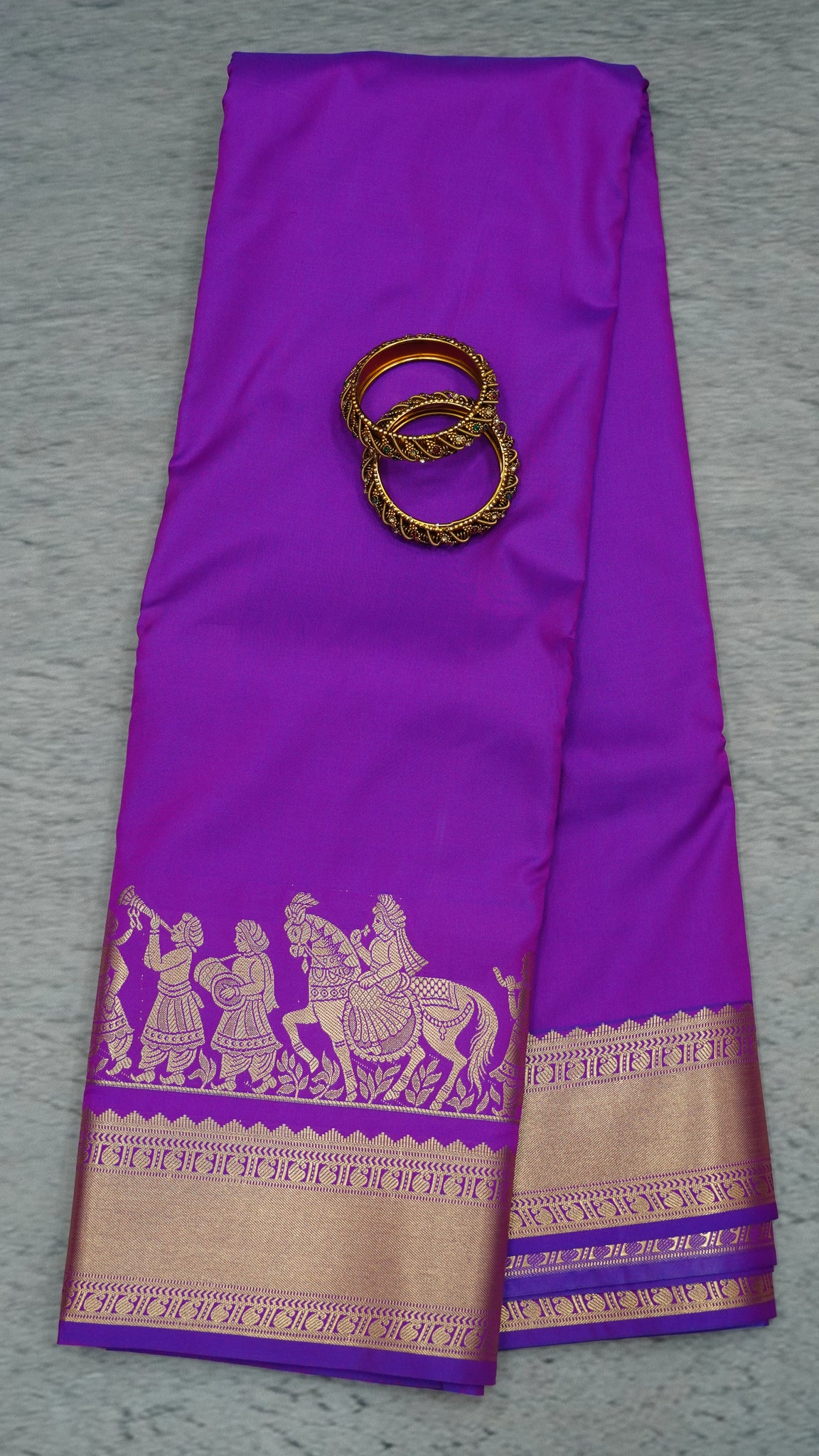 Semi Kanchipuram Silk Saree - Purple Vaibhava