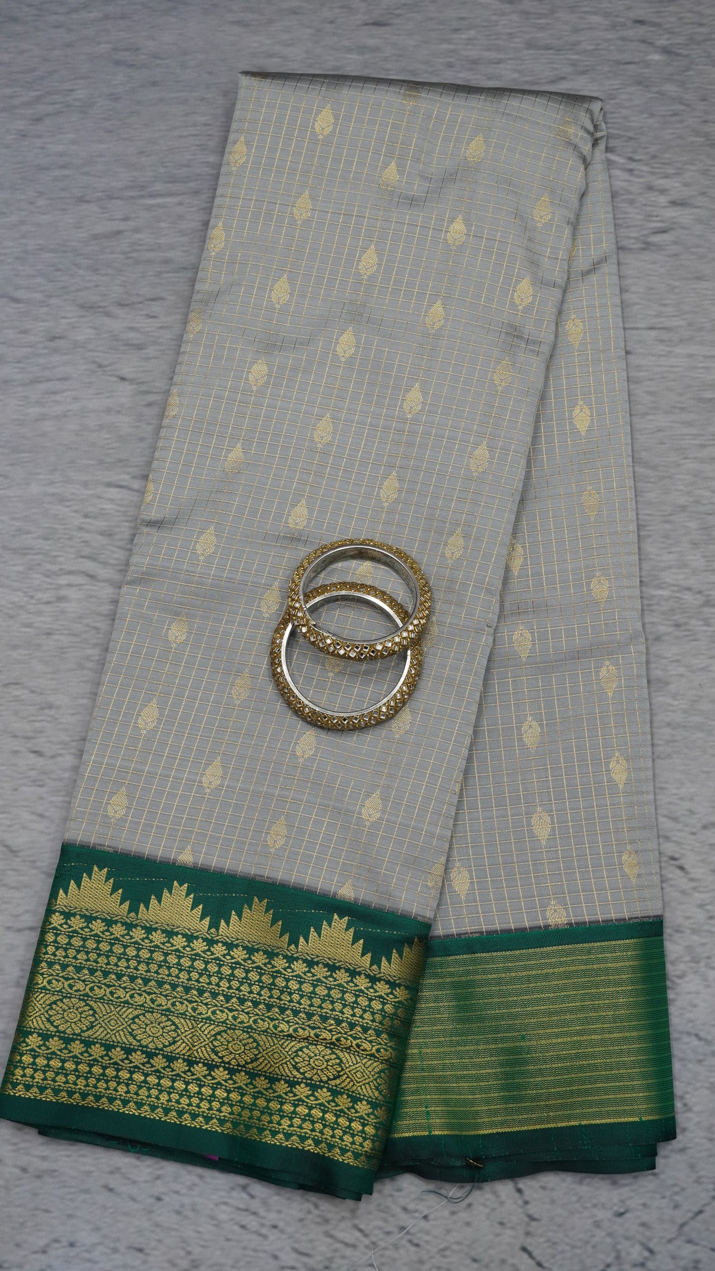 Semi Kanjivaram Silk Saree - Grey