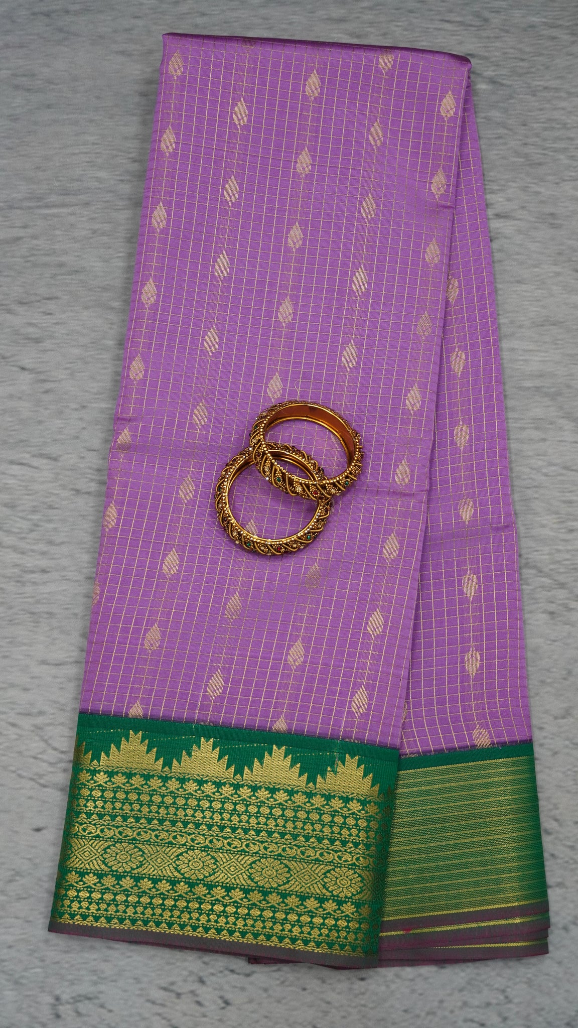 Semi Kanchipuram Silk Saree - Purple