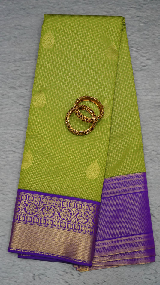 Semi Kanjivaram Silk Saree - Olive Green