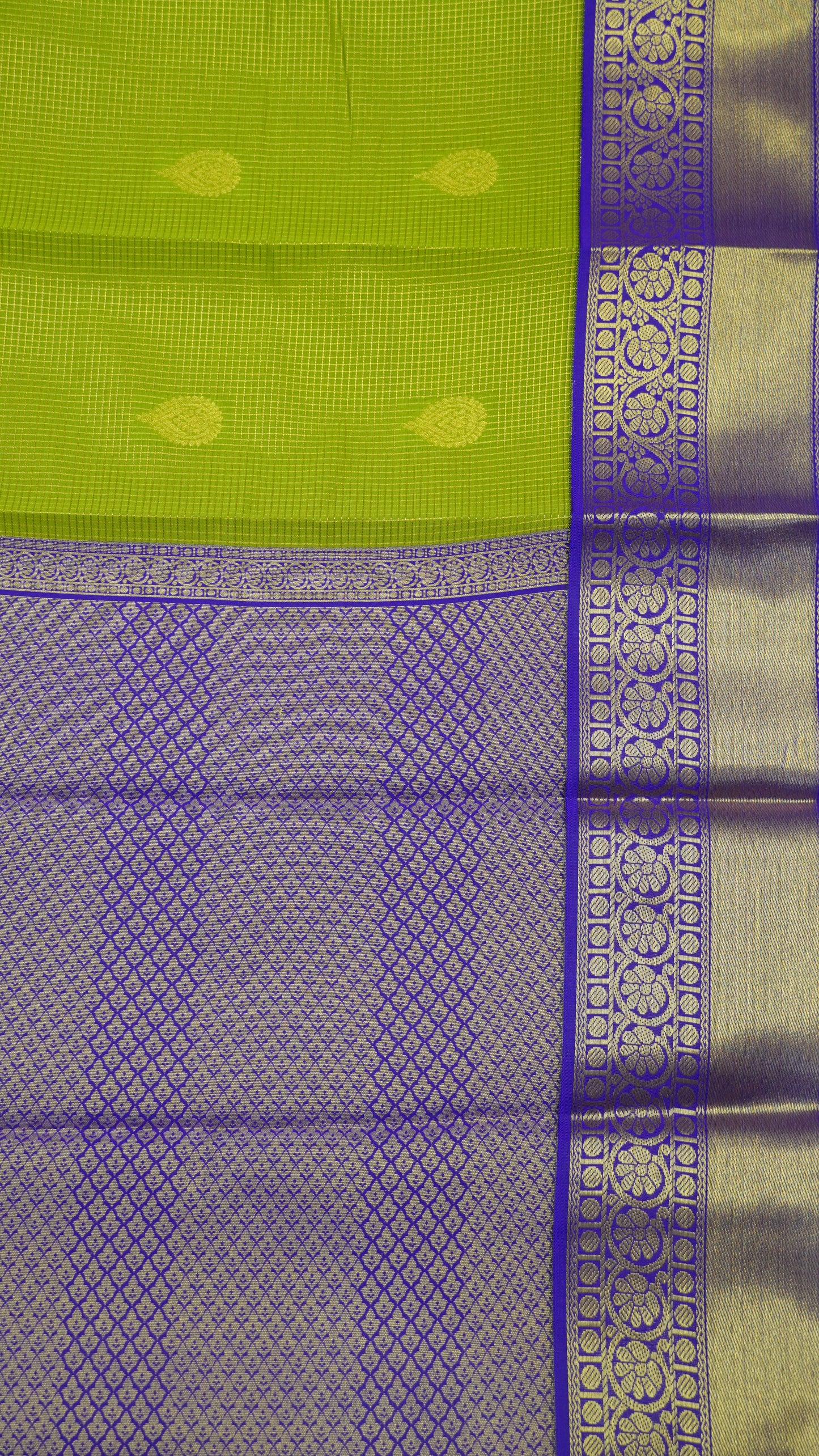 Semi Kanjivaram Silk Saree - Olive Green