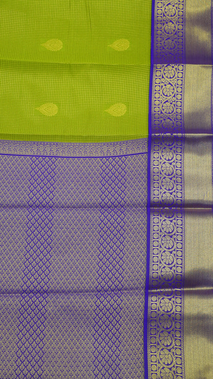 Semi Kanjivaram Silk Saree - Olive Green