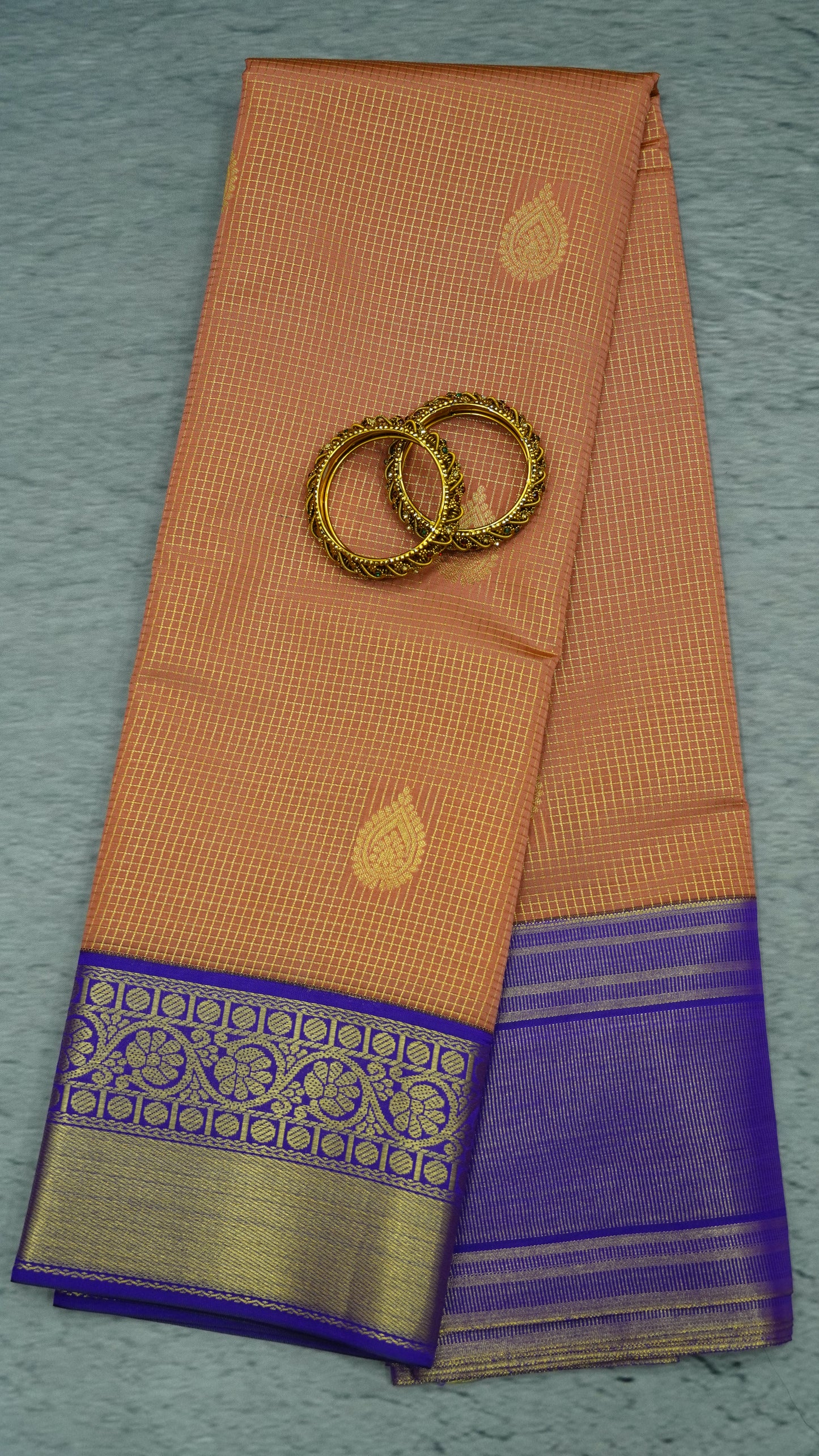 Semi Kanjivaram Silk Saree - Pale Orange