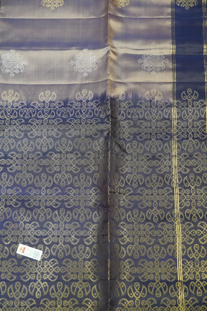 Pure Soft Silk Saree - Lavender - Navy Blue