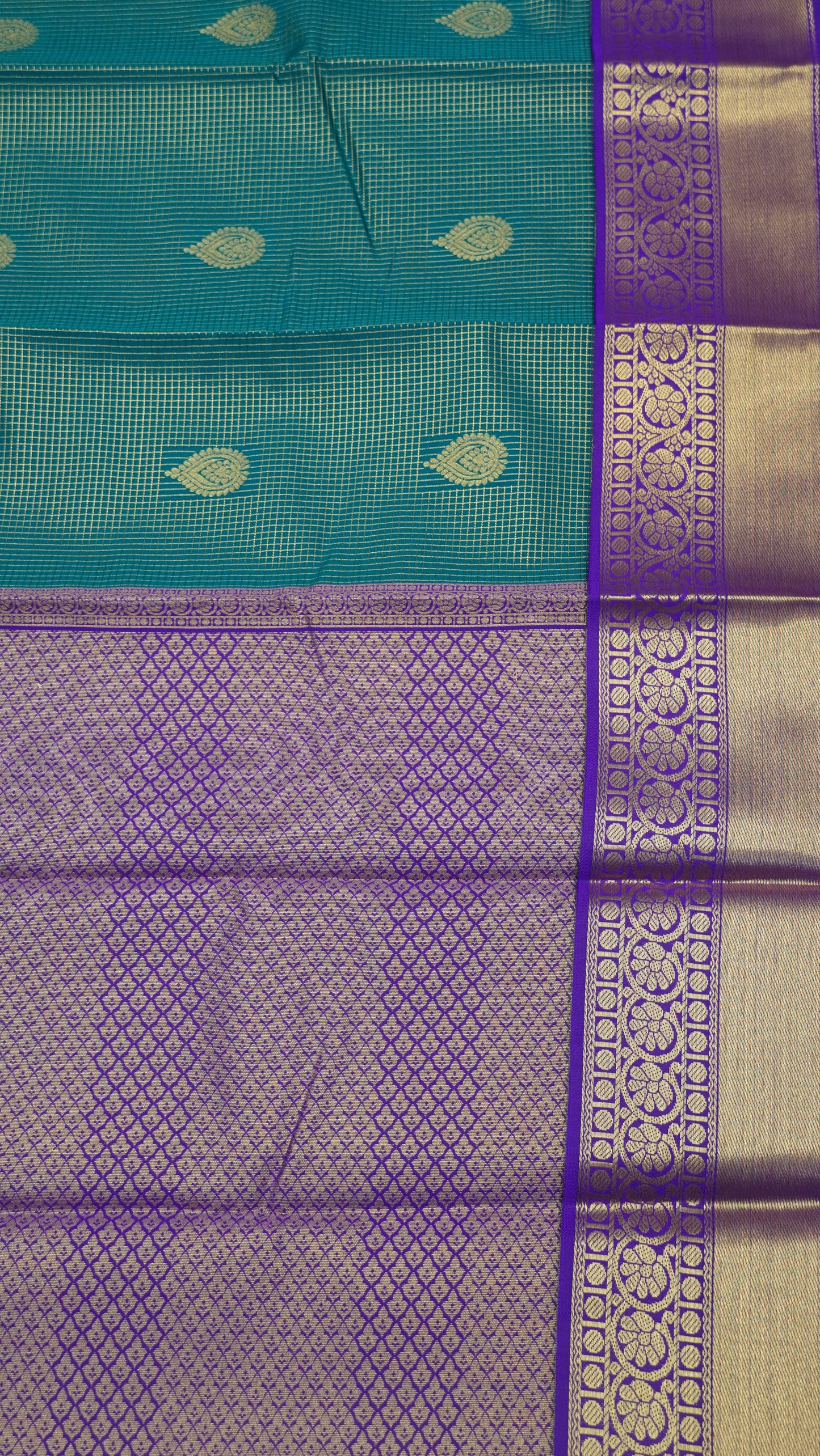 Semi Kanjivaram Silk Saree - Peacock Green