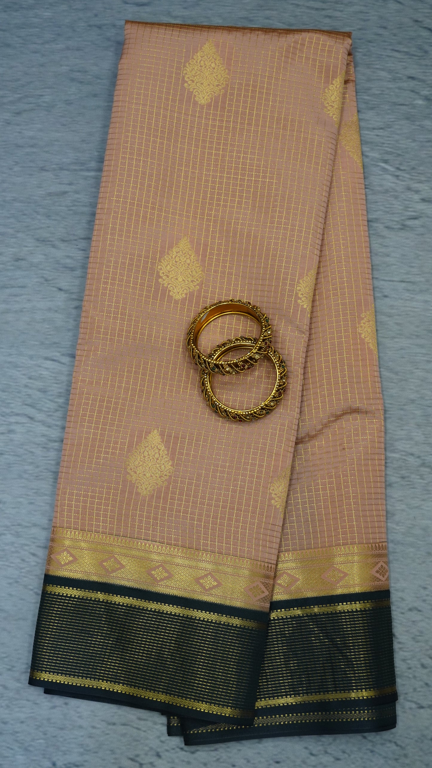 Semi Kanjivaram Silk Saree - Pale Orange