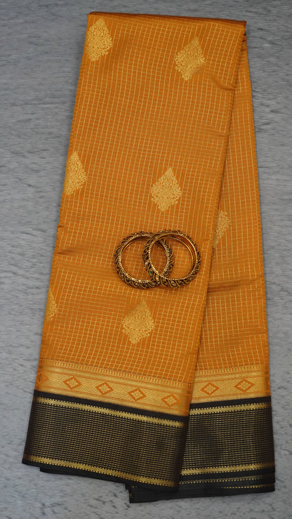 Semi Kanjivaram Silk Saree - Mustard