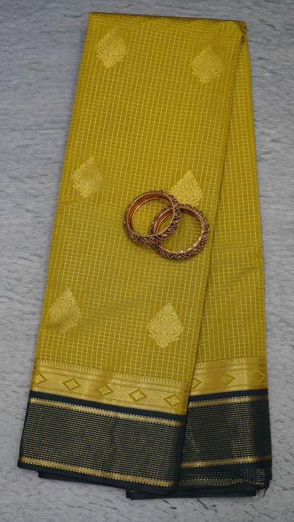 Semi Kanjivaram Silk Saree - Mustard Yellow