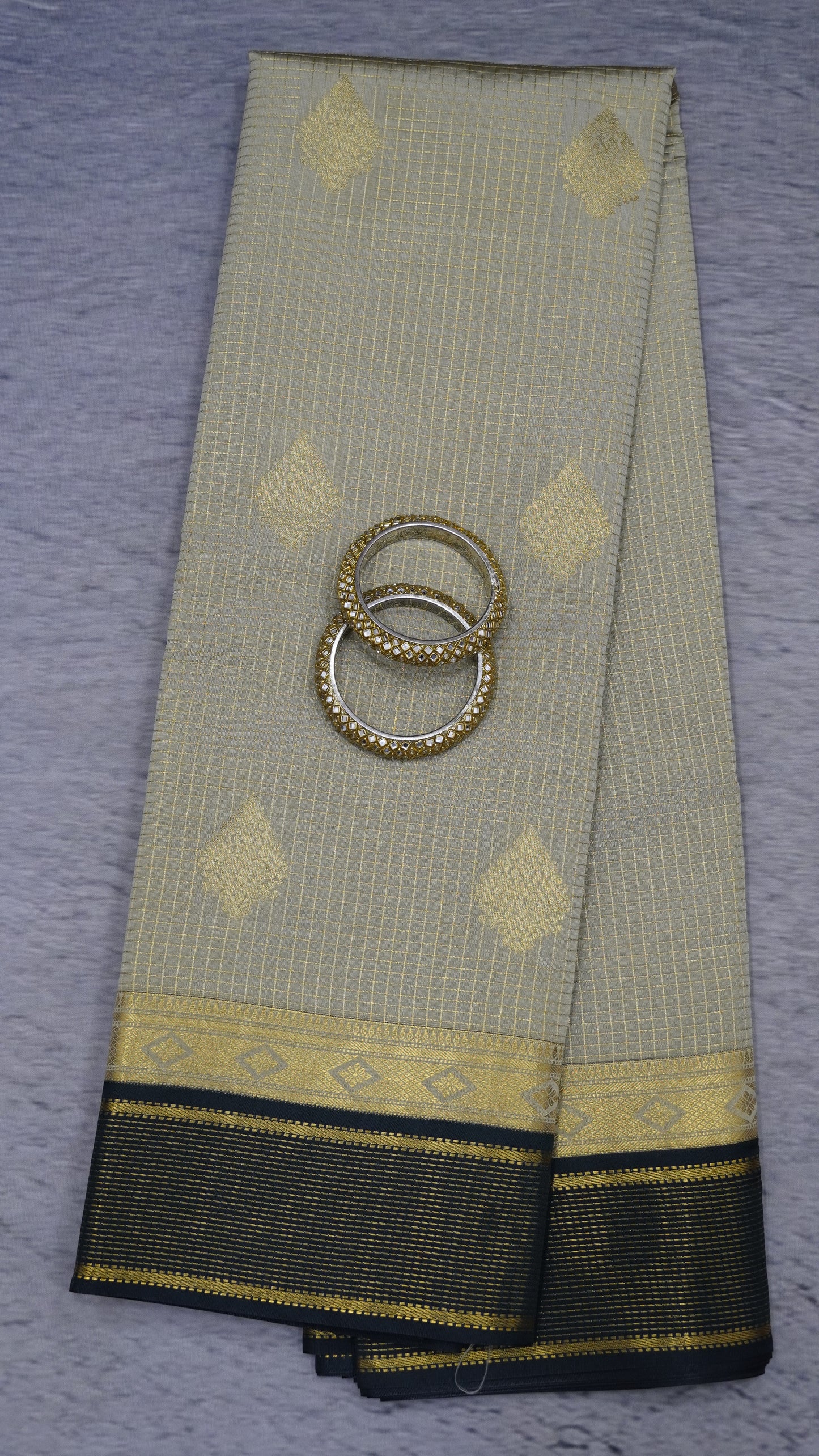 Semi Kanjivaram Silk Saree - Light Grey
