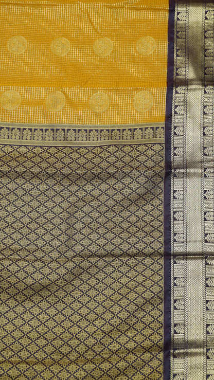 Semi Kanjivaram Silk Saree - Mustard Gold