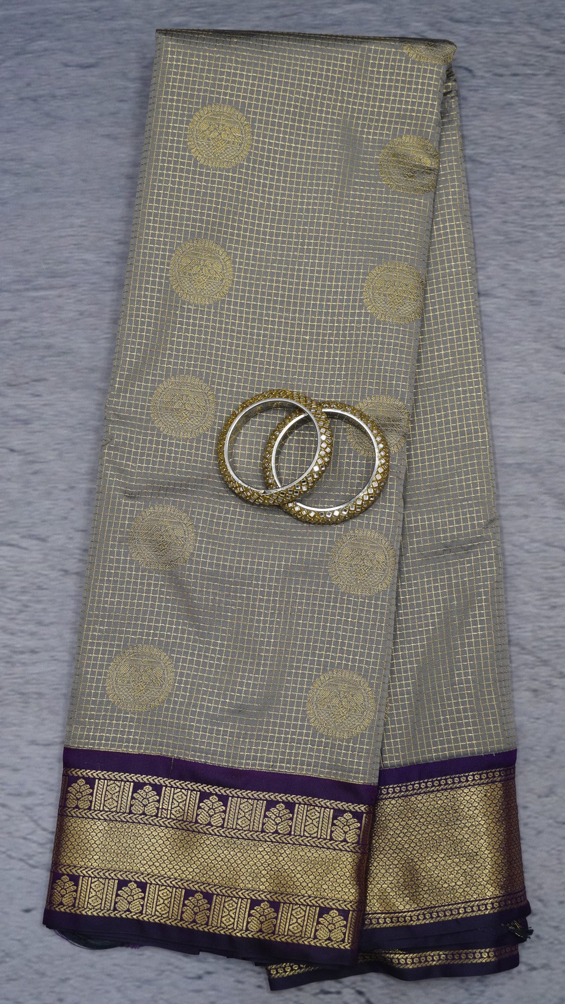 Semi Kanchipuram Silk Saree - Grey