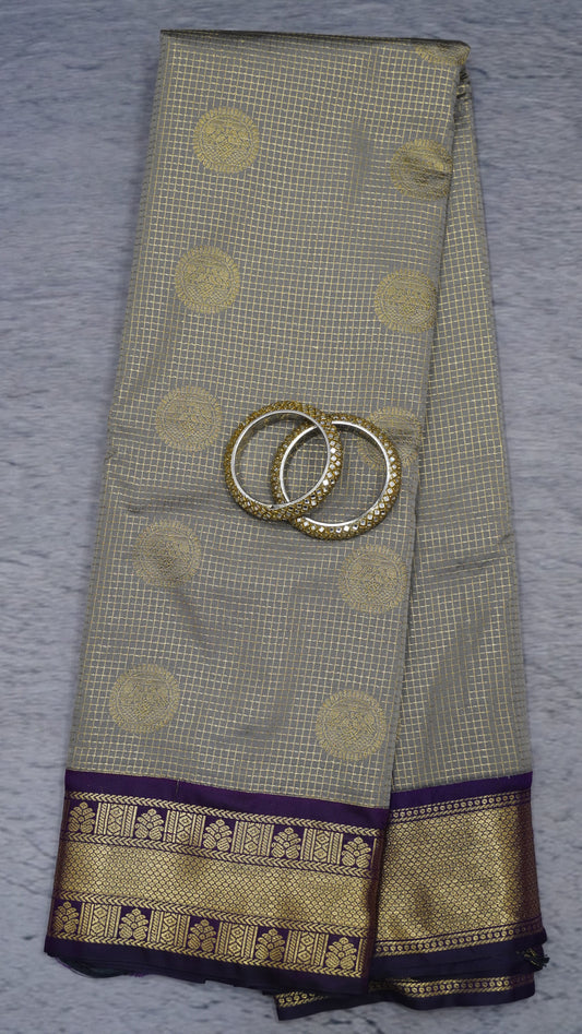 Semi Kanjivaram Silk Saree - Grey