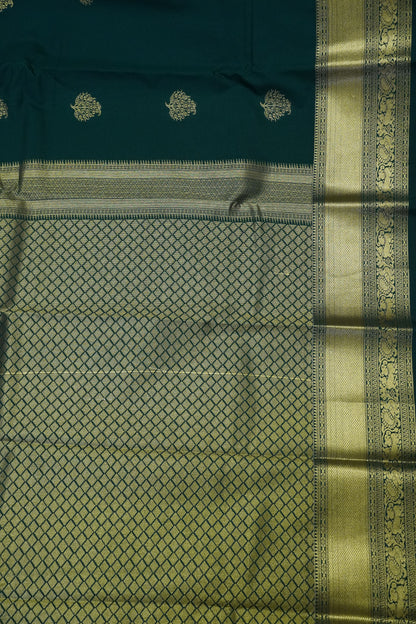 Semi Silk Saree - Bottle Green